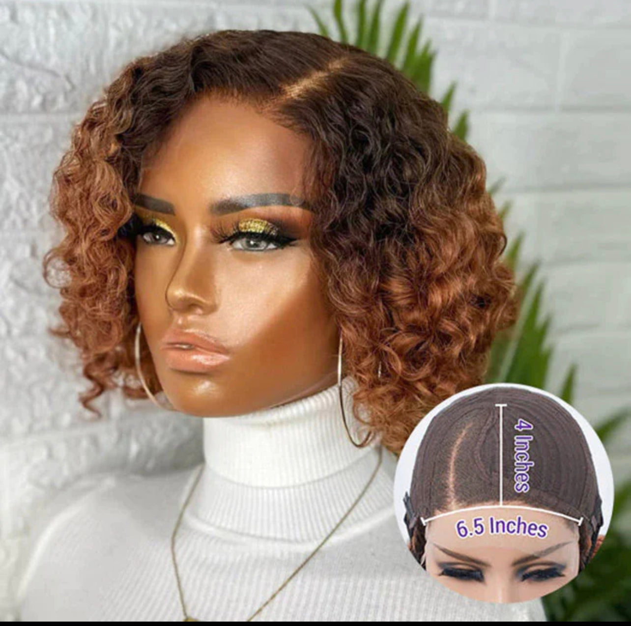 10 Inches Trendy Mix Brown Short Cut Curly HD Lace Glueless Side Part Wig