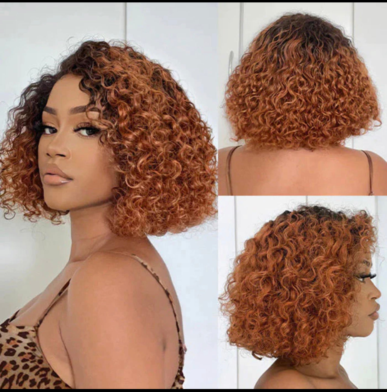 10 Inches Trendy Mix Brown Short Cut Curly HD Lace Glueless Side Part Wig