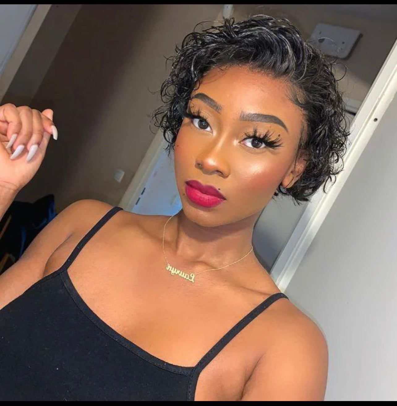 8 inch Short Curly Pixie Cut 13"x4" Frontal Lace Wig Pre-Bleached Knots Brazilian Human Virgin Hair 150% Density