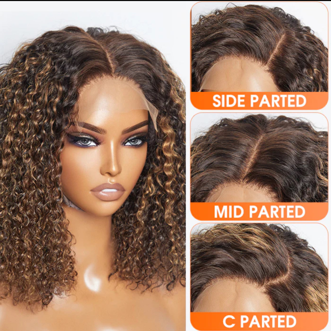 14 inch 5"x5" Closure Lace Wig Kinky Curly Glueless Brazilian Human Virgin Hair 150% Density