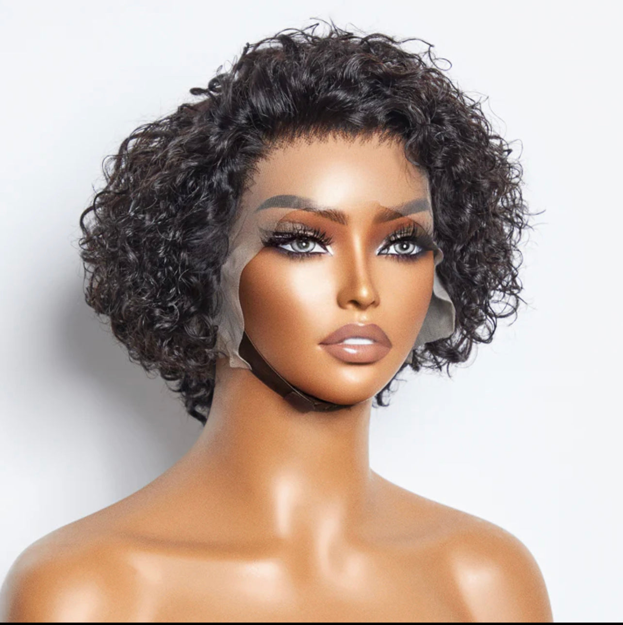 8 inch Short Curly Pixie Cut 13"x4" Frontal Lace Wig Pre-Bleached Knots Brazilian Human Virgin Hair 150% Density